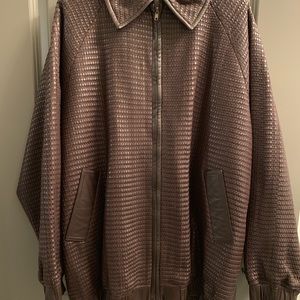 Men's Brown, Soft Woven LEATHER jacket Size - XL
